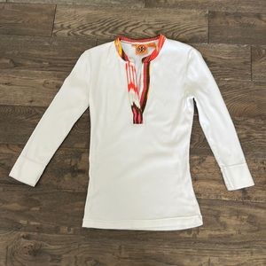 Tory Burch Ribbed Long Sleeve Henley.